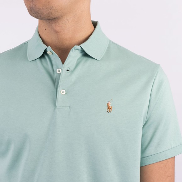 Polo Ralph Lauren Mens Green Custom Slim Fit Pima Polo Shirt #4