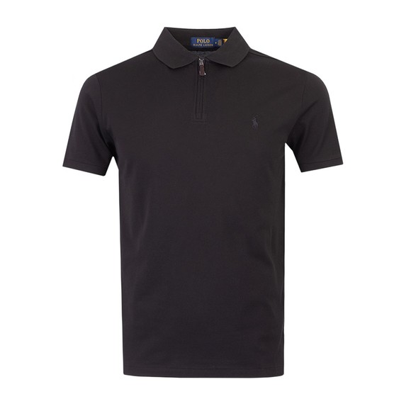 Polo Ralph Lauren Mens Black Mesh Zip Polo Shirt #1