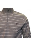 Gant Mens Grey Gant Grey Melange Light Weight Breton Stripe 1/2 Zip