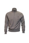 Gant Mens Grey Gant Grey Melange Light Weight Breton Stripe 1/2 Zip