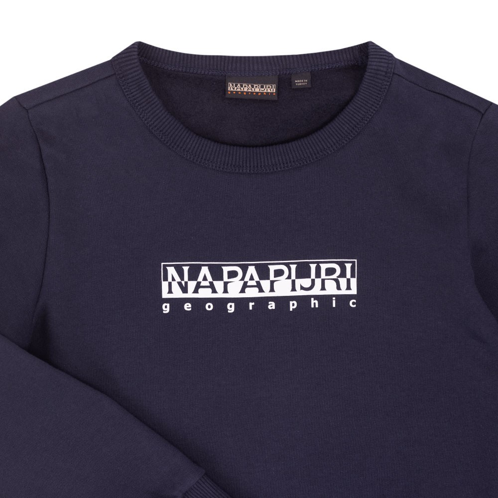【Napapijri】ボックスロゴ 長袖 Tシャツ ネイビー / 送料無料 Napapijri K B-Box Crew Sweatshirt | Oxygen Clothing