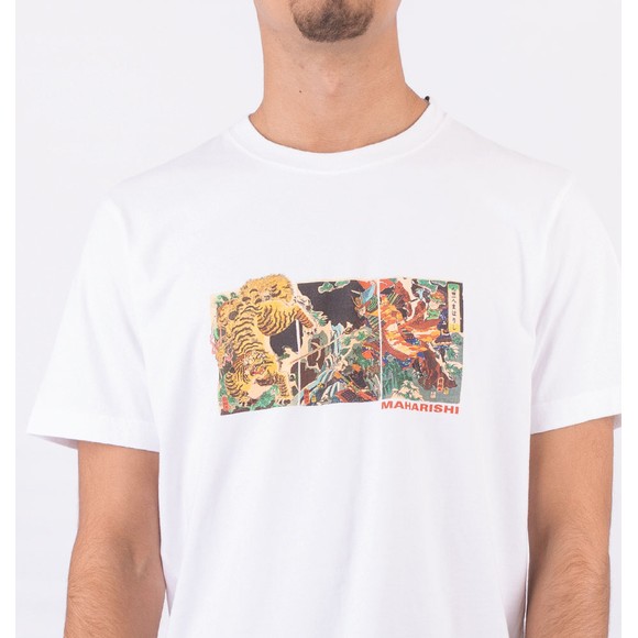 Maharishi Mens White Tiger Vs Samurai T Shirt #3