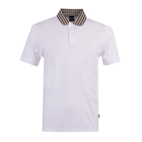 BOSS Mens White Formal Parlay 180 Polo Shirt