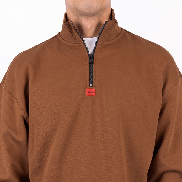 HUGO Mens Brown Durty Half Zip Sweatshirt #3