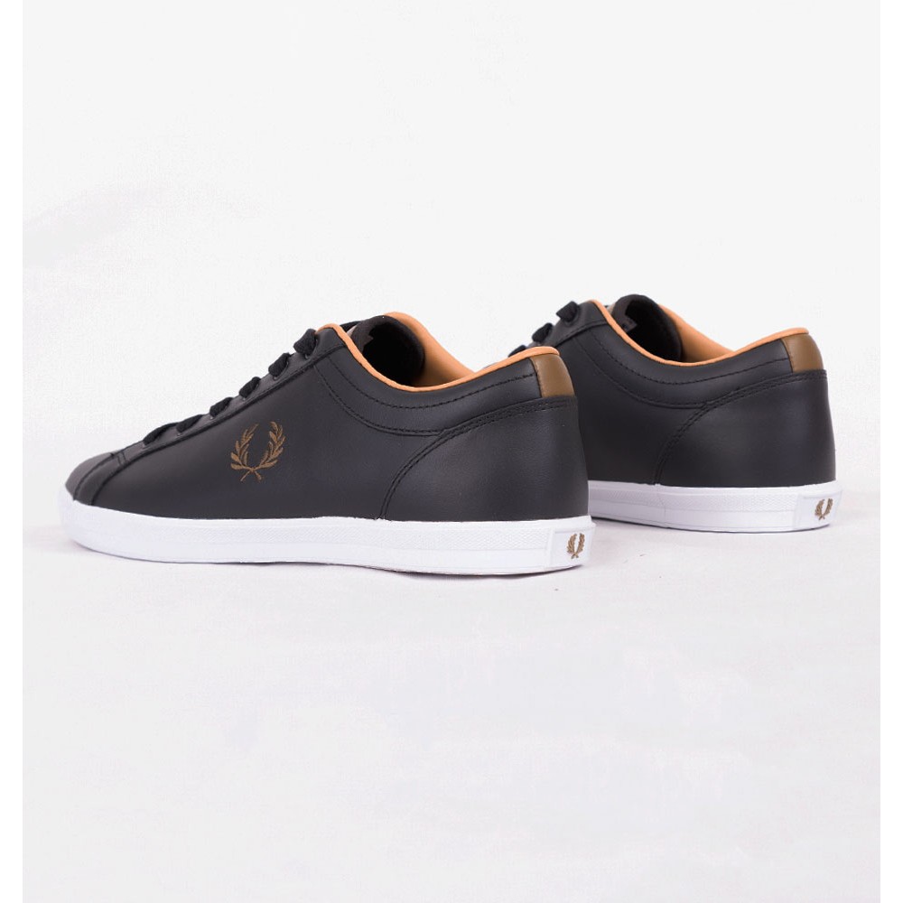 Leather Shoes Mens Black Fred Perry Trainers Fred Perry Baseline