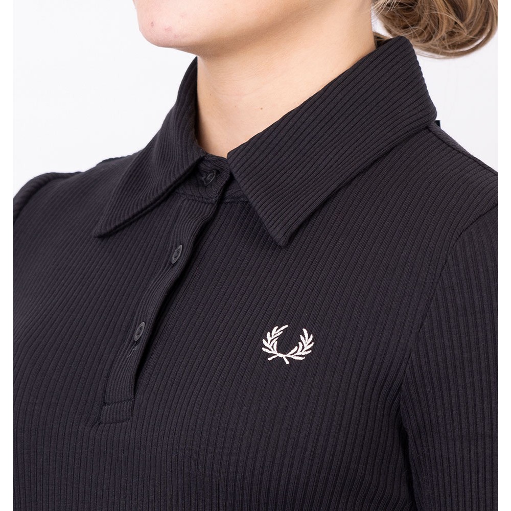 トップス FRED PERRY Long Sleeve Ribbed Polo Shirt Fred Perry Knitted Long Sleeve Polo Shirt