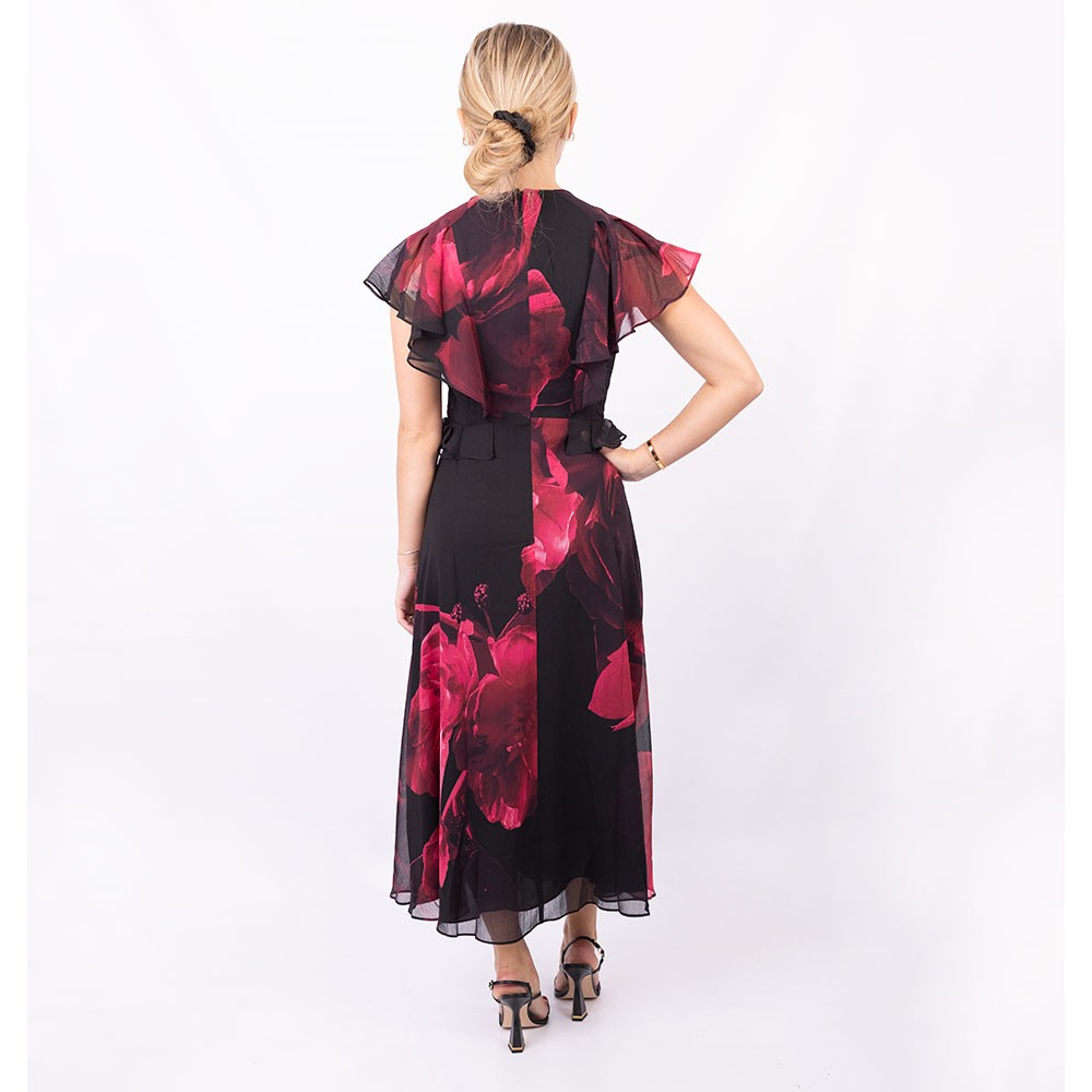 Ted Baker Bjorkaa Angel Sleeve Midi Dress With Peplum Waist