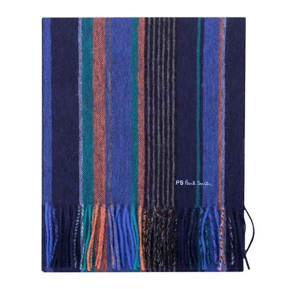 PS Paul Smith Mens Blue Trent Stripe Scarf #1