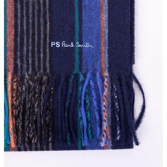 PS Paul Smith Mens Blue Trent Stripe Scarf #2