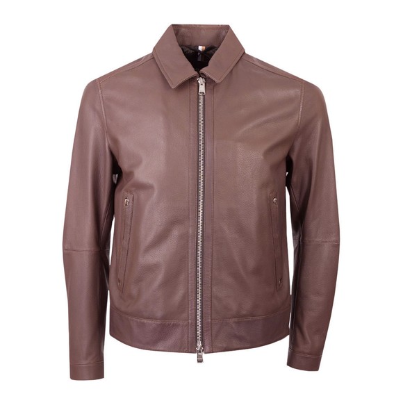 BOSS Mens Brown Formal Mapson3 Leather Overshirt #1