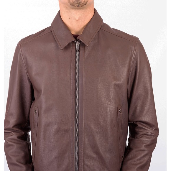 BOSS Mens Brown Formal Mapson3 Leather Overshirt #3
