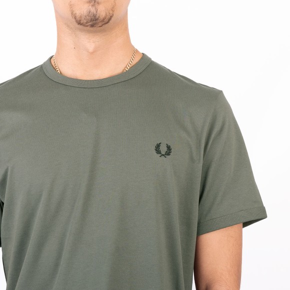 Fred Perry Mens Green Ringer T-Shirt #3