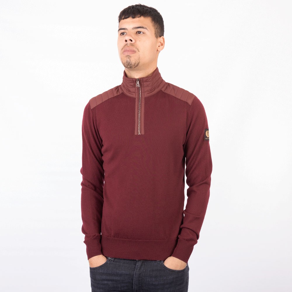 Jersey Belstaff Kilmington Para Hombre - Cremallera 1/4, Merino Extrafino, Color Azul Marino