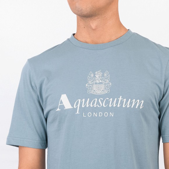Aquascutum Mens Blue Active Big Logo T-Shirt #3