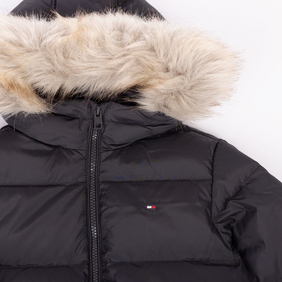 Tommy Hilfiger Kids Girls Black Long Waisted Down Jacket #2