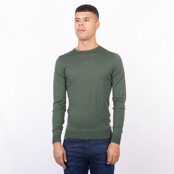 John Smedley Mens Green Lundy Crew Neck Jumper