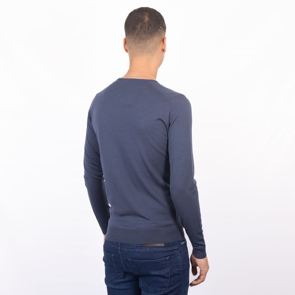 John Smedley Mens Blue Shipton V Neck Pullover #4