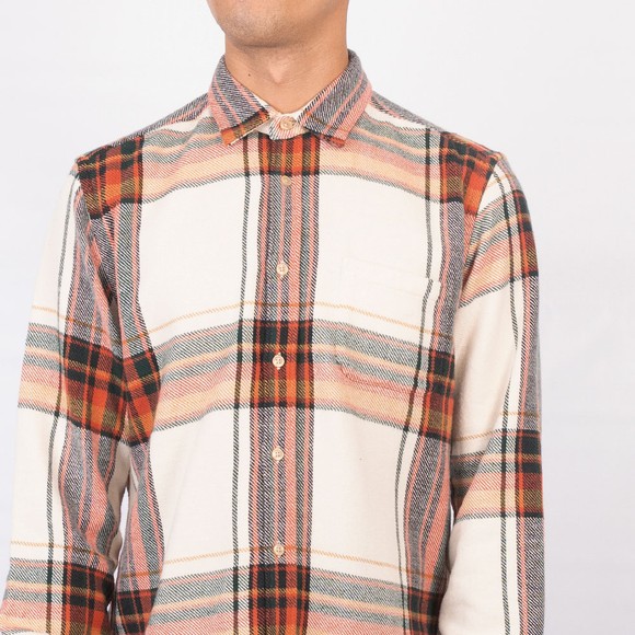 Portuguese Flannel Mens Beige Nords Check L/S Shirt #3