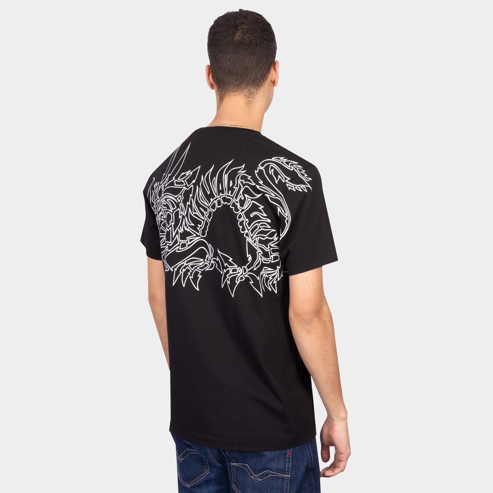 Mens Shirt Vans T Shirt Dragon Vans Seoul City Tiger T-Shirt, Black