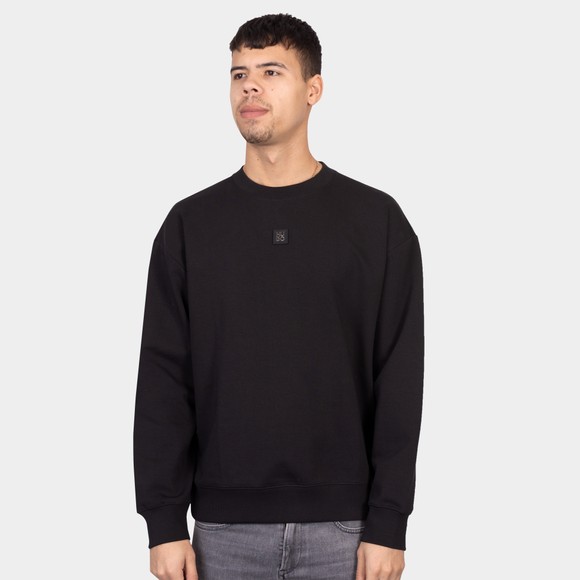 HUGO Mens Black Dettil Stacked Logo Crew Sweatshirt main image