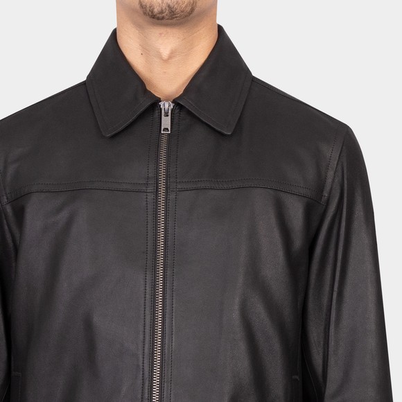 BOSS Casual Mens Black Jomir Leather Jacket  #3