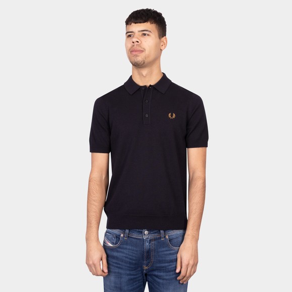 Fred Perry Mens Blue SS Classic Knitted Polo Shirt