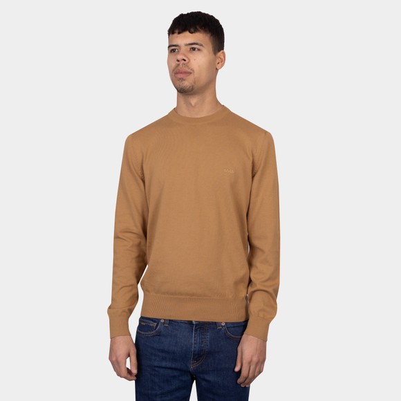 BOSS Mens Beige Pacas Knitted Jumper  main image