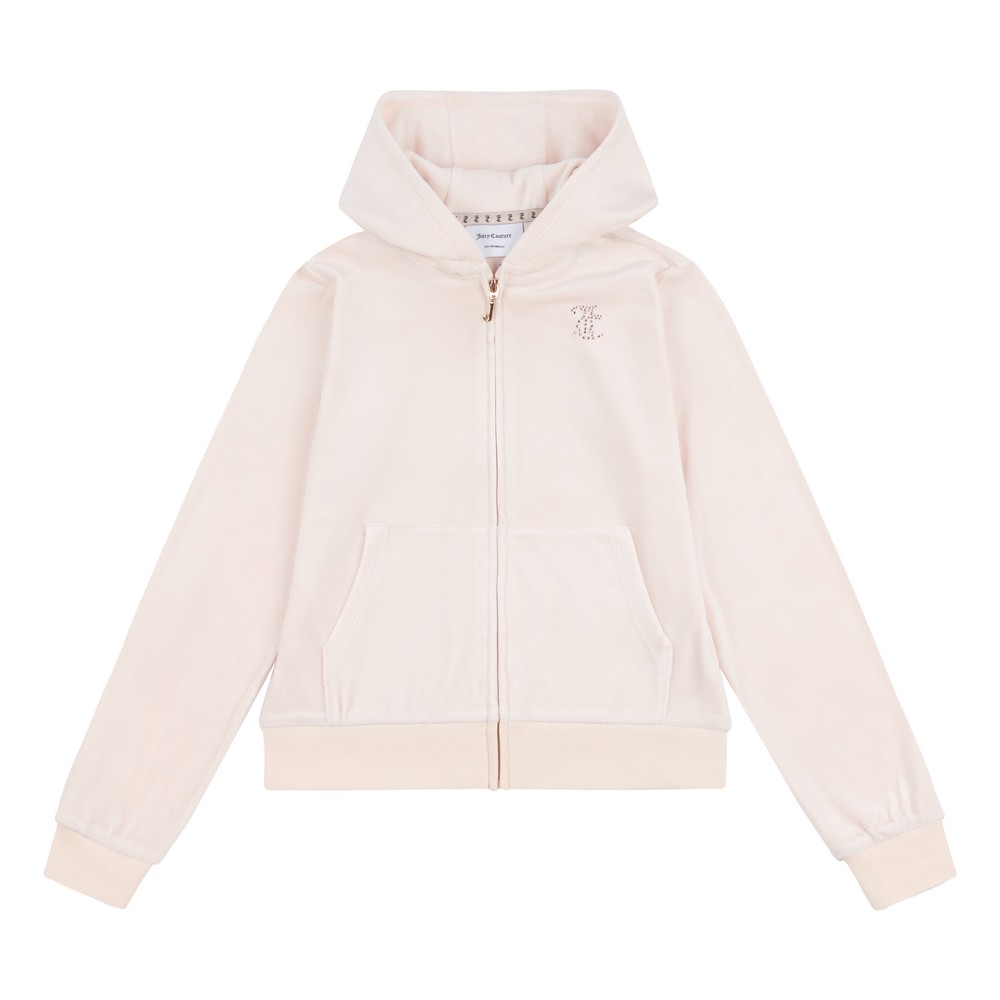 Full Zip Diamante Velour Hoody