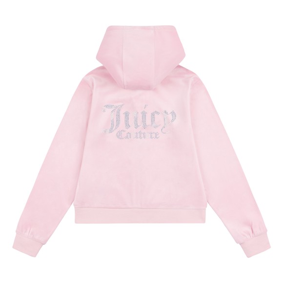 Juicy Couture Girls Pink Full Zip Diamante Velour Hoody #2