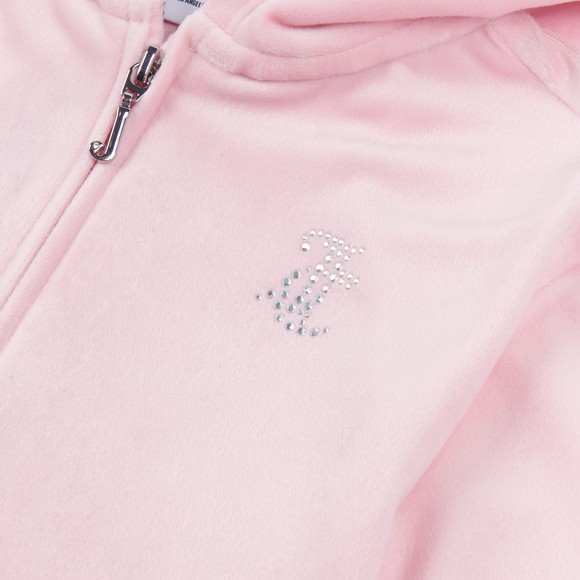 Juicy Couture Girls Pink Full Zip Diamante Velour Hoody #3