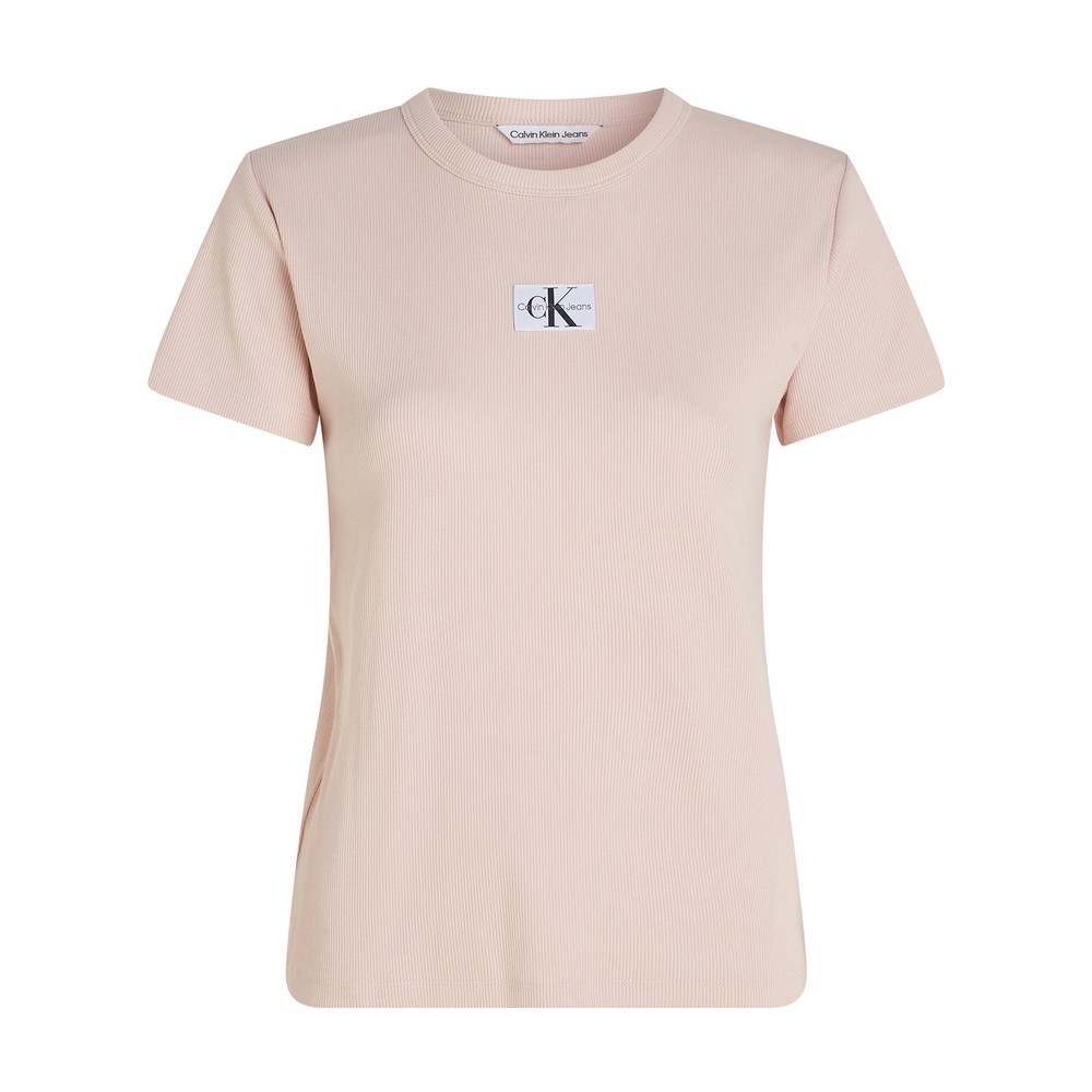 Woven Label Rib Slim T-Shirt