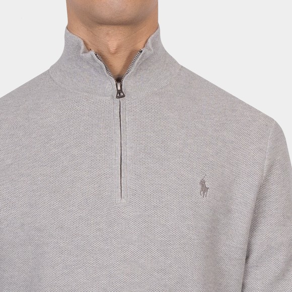 Polo Ralph Lauren Mens Grey Waffle Half Zip Sweatshirt main image