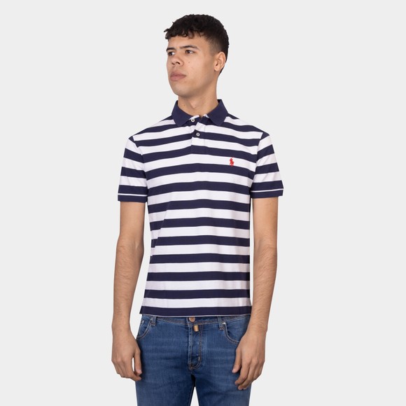 Polo Ralph Lauren Mens Blue Custom Slim Fit Stripe Polo Shirt #2