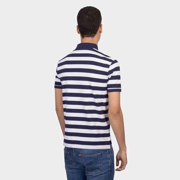 Polo Ralph Lauren Mens Blue Custom Slim Fit Stripe Polo Shirt #4