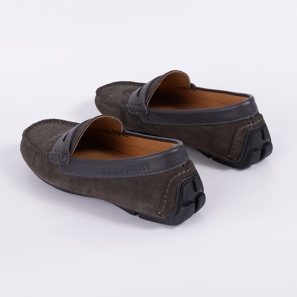 Emporio Armani Mens Beige Micro-Perforated Suede Driving Loafer #3