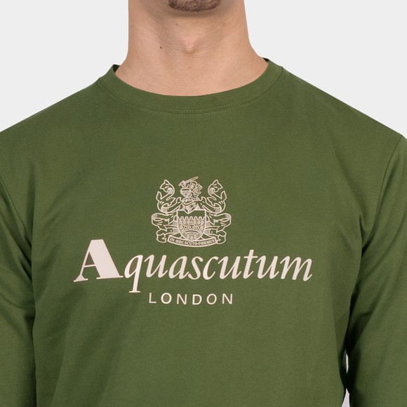 Aquascutum Mens Green Active Big Logo Crew Sweatshirt #3