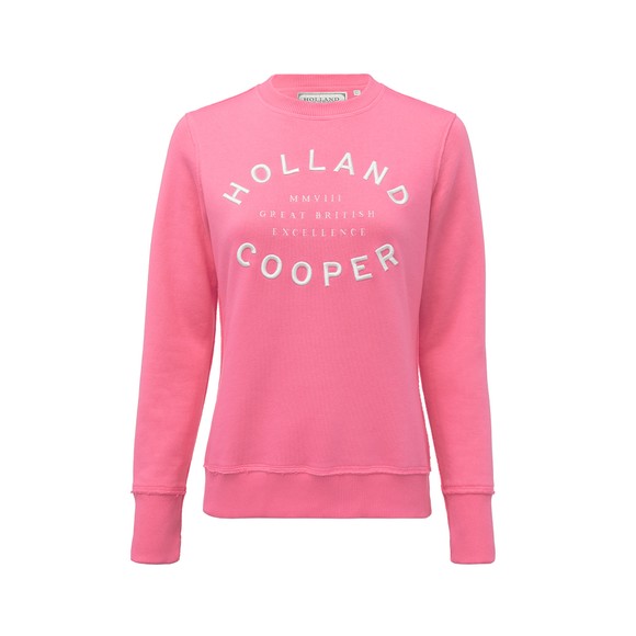 Holland Cooper Womens Pink Varsity Crew Sweatshirt #1