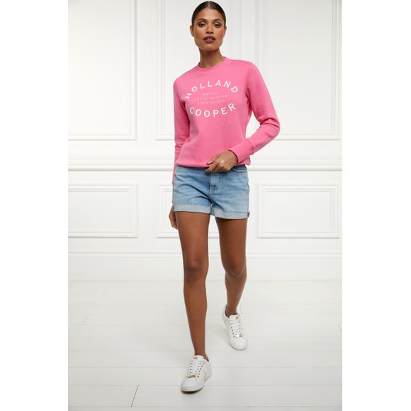 Holland Cooper Womens Pink Varsity Crew Sweatshirt #3