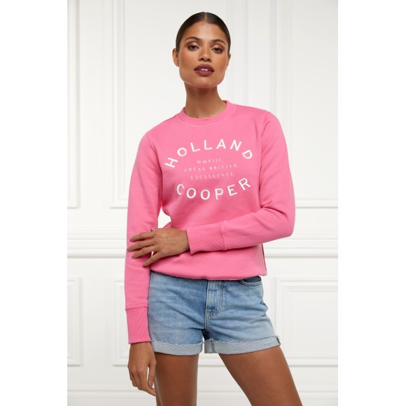 Holland Cooper Womens Pink Varsity Crew Sweatshirt #2