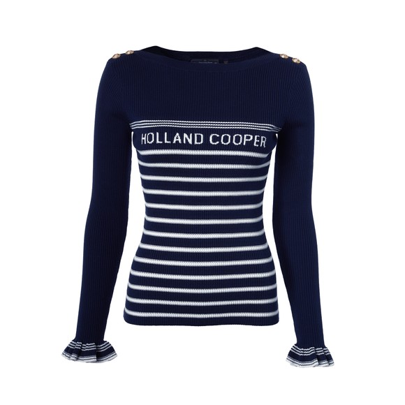 Holland Cooper Womens Blue Bretton Boat Neck Knit