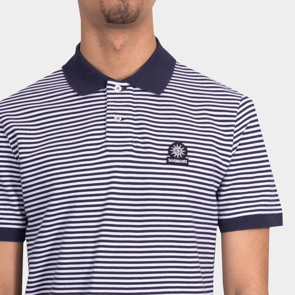 Sandbanks Mens Blue Striped Polo Shirt #3