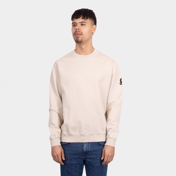 Sandbanks Mens Beige Logo Badge Sweatshirt main image