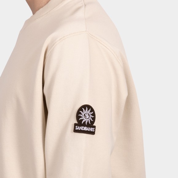 Sandbanks Mens Beige Logo Badge Sweatshirt main image