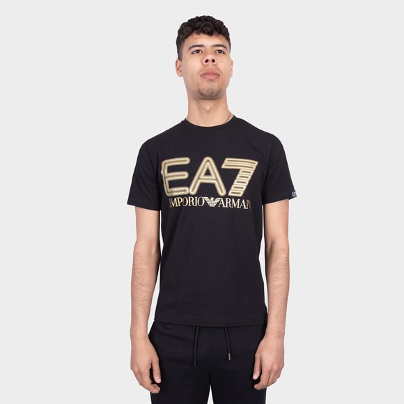 EA7 Emporio Armani Mens Black Logo Series Stretch Cotton T-Shirt