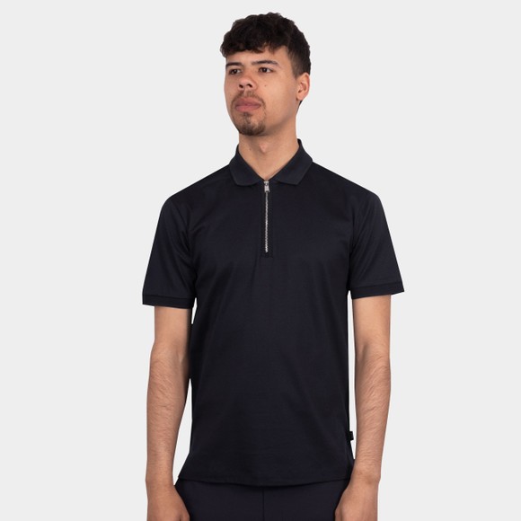 BOSS Mens Blue Formal Polston 11 Zip Polo Shirt #2