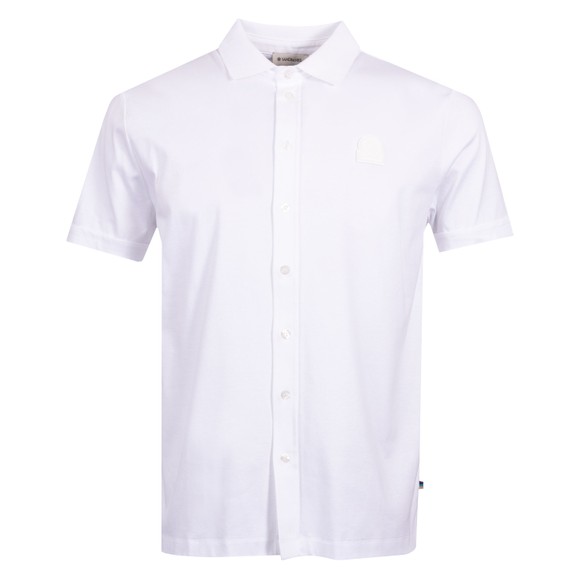 Sandbanks Mens White Full Button Interlock Polo Shirt main image
