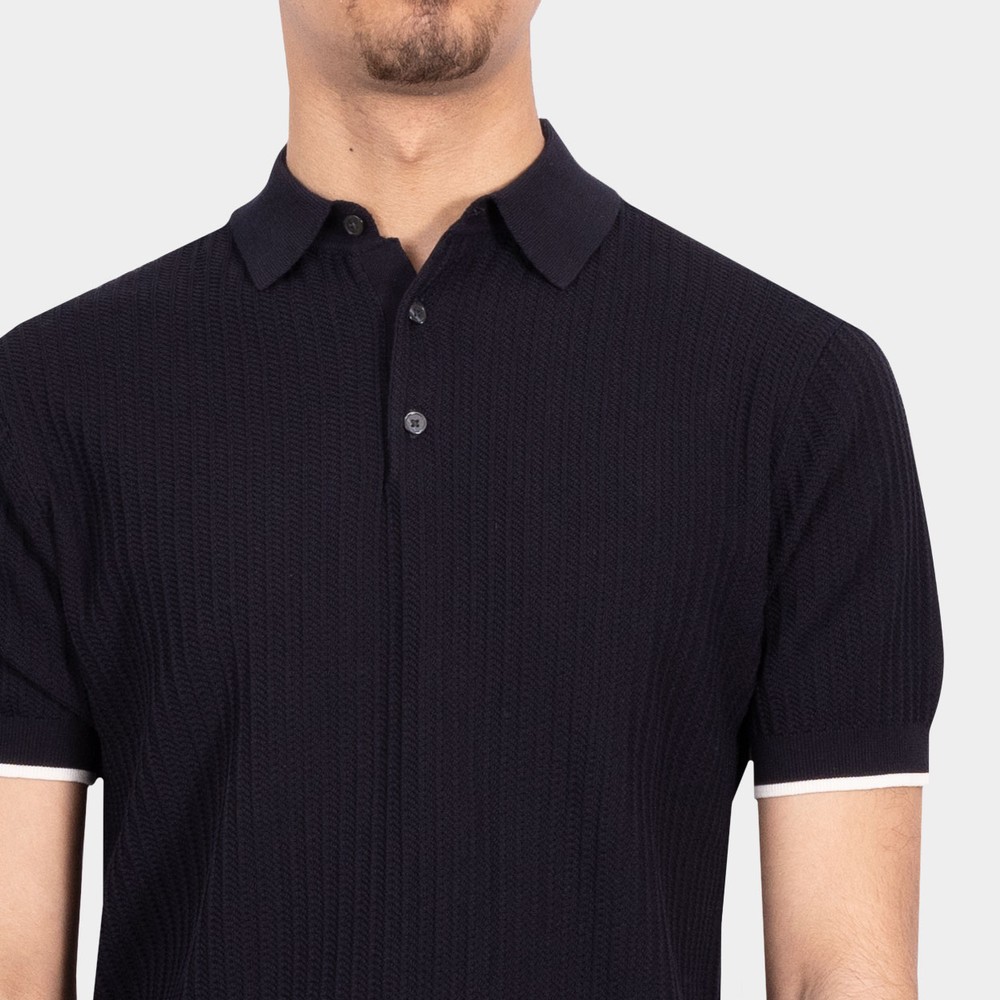Emporio Armani Chevron Knitted Polo | Oxygen Clothing