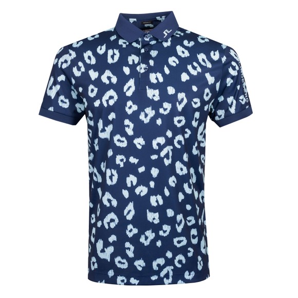 J.Lindeberg Mens Blue Tour Tech Regular Fit Print Polo Shirt #1