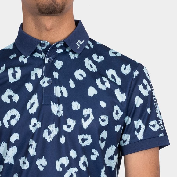 J.Lindeberg Mens Blue Tour Tech Regular Fit Print Polo Shirt #3
