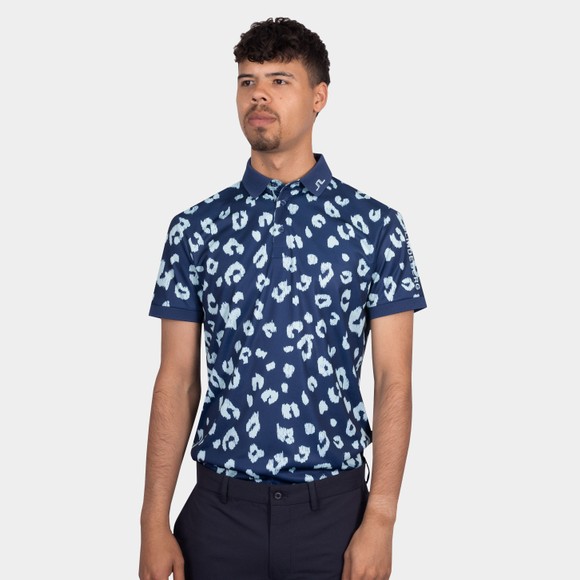 J.Lindeberg Mens Blue Tour Tech Regular Fit Print Polo Shirt #2